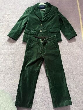 Like New Janie and Jack Boys Emerald Green Corduroy Blazer & Pants Set size 4